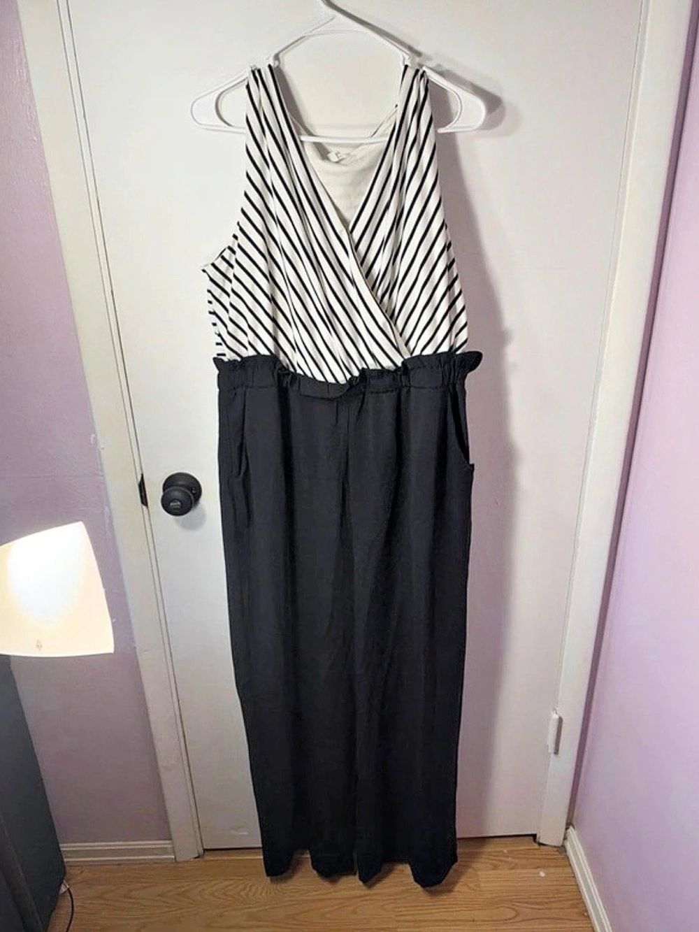 Maurices Striped Jumpsuit in Black & White Size XL